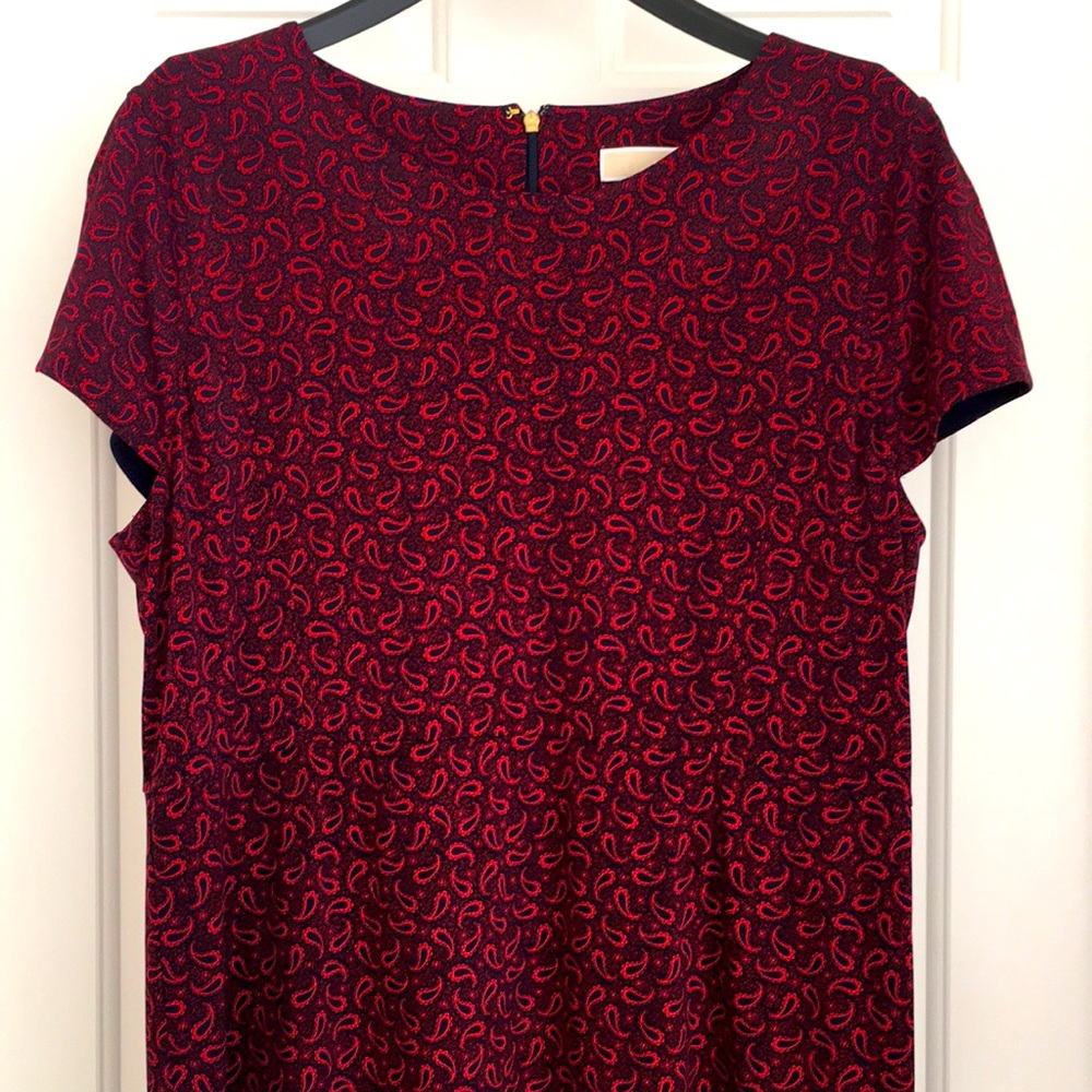 Michael Kors Women’s Dress XXL Navy Scarlet Red Short Sleeves long zipper NWOT